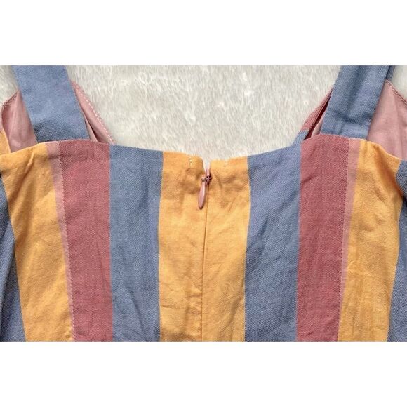 Madewell Tie-Front Cutout Dress in Sherbet Stripe, Size 6 - Picture 11 of 14